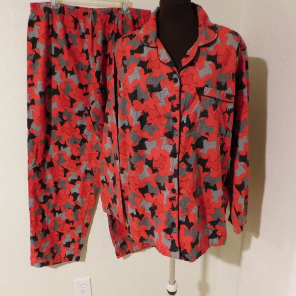 Joe Boxer Flannel Pajama Set Scottish Terrier Size 1X